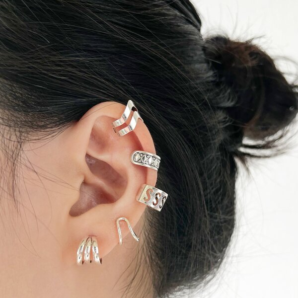 

5pcs Letter Decor Ear Cuff, Silver