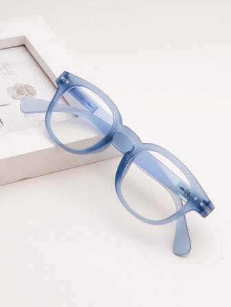 1 副男女儿童复古方形框架眼镜，适合日常阅读