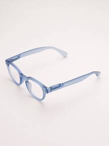 1 副男女儿童复古方形框架眼镜，适合日常阅读 - 霧霾藍 - 查看 2