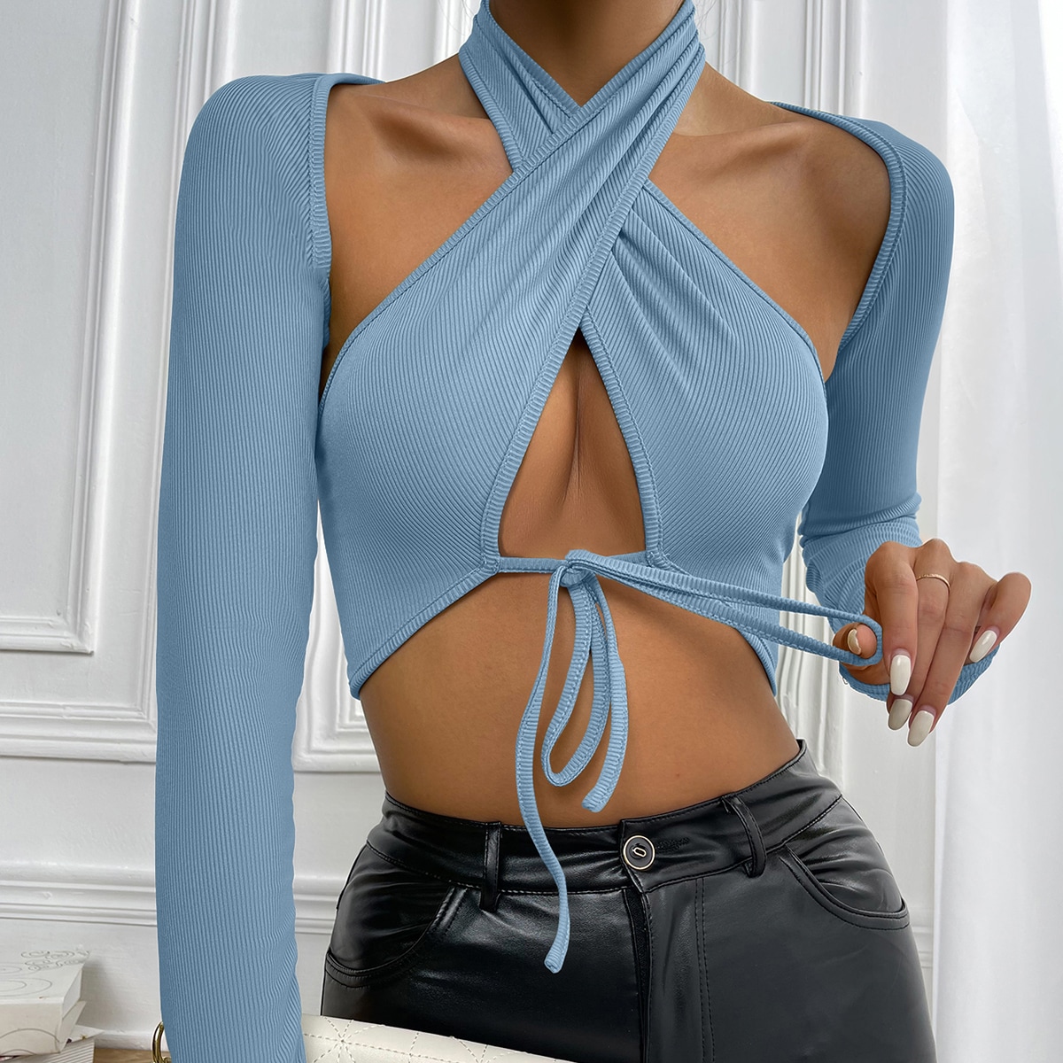 Кроп топ с узлом и болеро