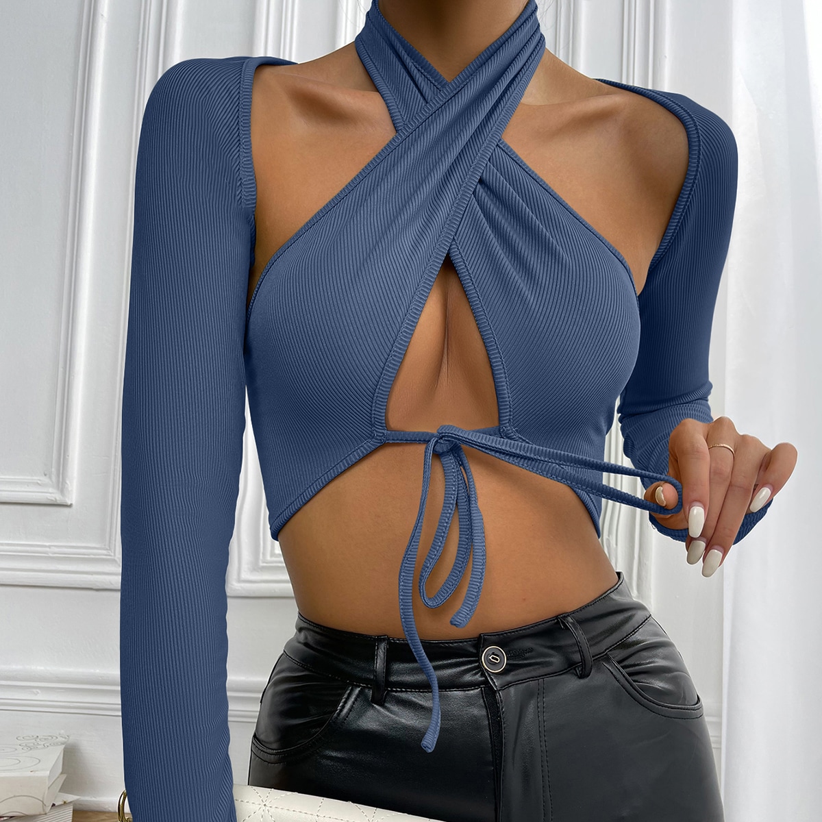 Кроп топ с узлом и болеро