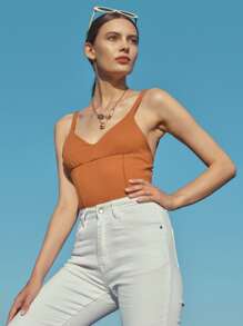 SHEIN Privé Body de tirantes delgado - Naranja - Ver 1