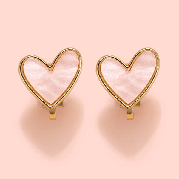 

1pair Heart Decor Ear Cuff, Baby pink