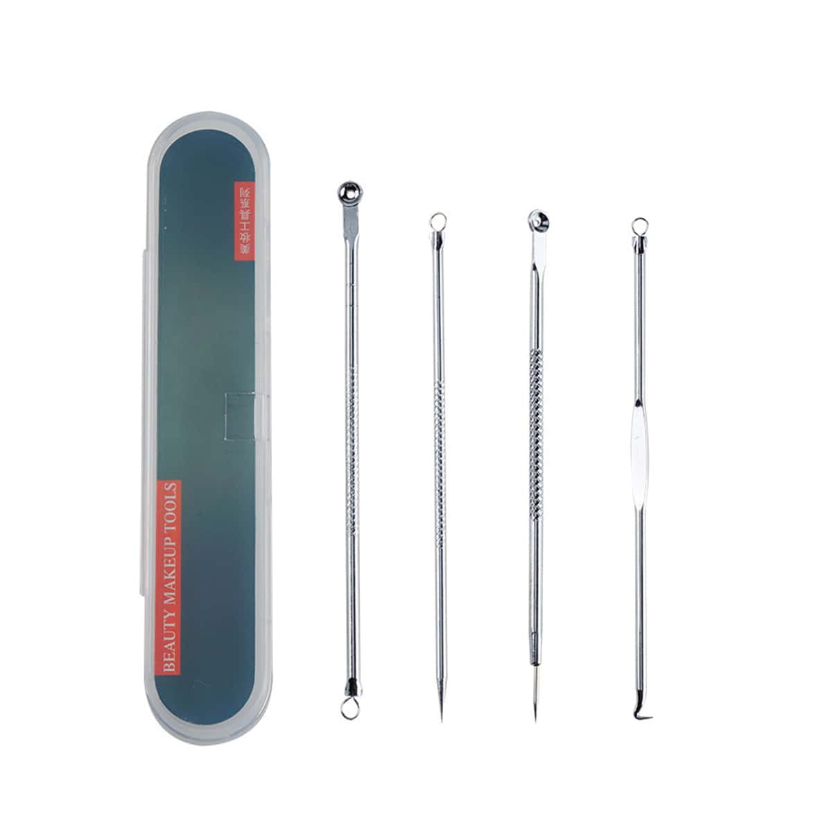 

4pcs Acne Needle Set & 1pc Storage Case, Silver