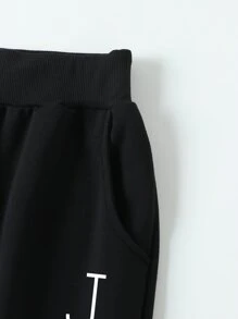 Manfinity Homme 男士撲克牌運動衫和抽繩細節衛褲套裝 - 黑色 - 查看 3