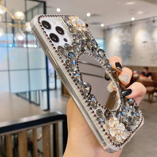 

Rhinestone Decor Mirror Phone Case, Clear