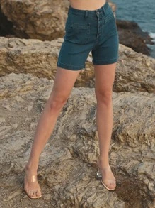 SHEIN 直筒牛仔短褲