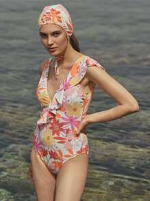 SHEIN 1Pc Floral One Piece Swimsuit - Multicolor - View 2