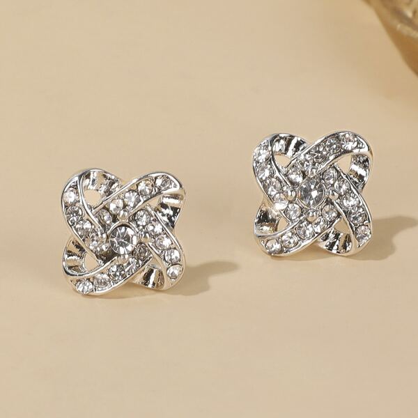 

Rhinestone Stud Earrings, Silver