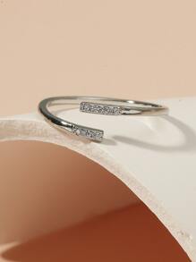 水鑽裝飾開口戒指 - 銀色 - 查看 2