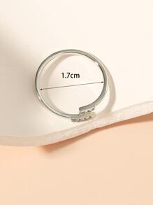 水鑽裝飾開口戒指 - 銀色 - 查看 3