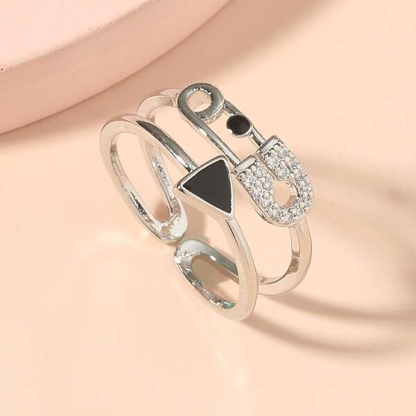 

Rhinestone Decor Cuff Ring, Silver
