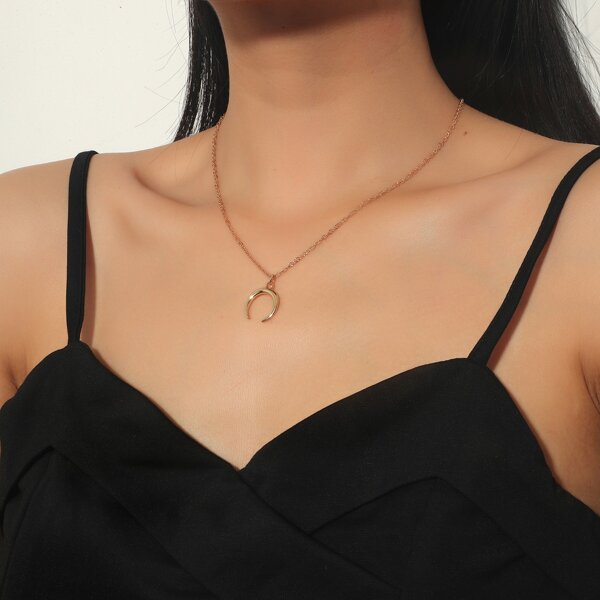 

Moon Charm Necklace, Gold