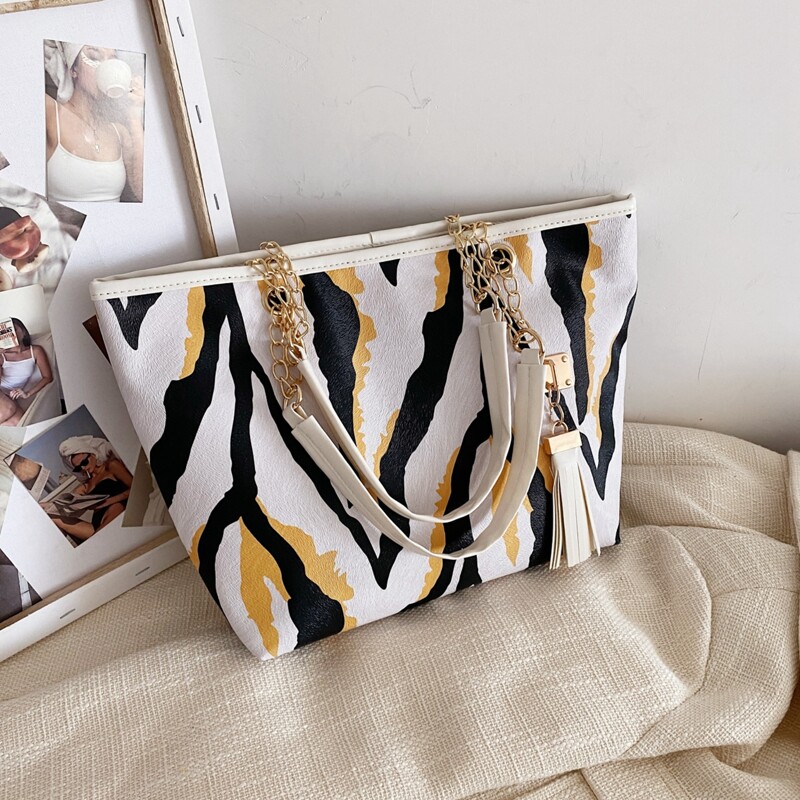 

Zebra Striped Tote Bag, Multicolor