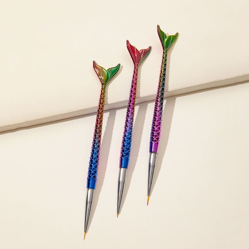 

3pcs Fish Tail Design Nail Art Pen, Multicolor