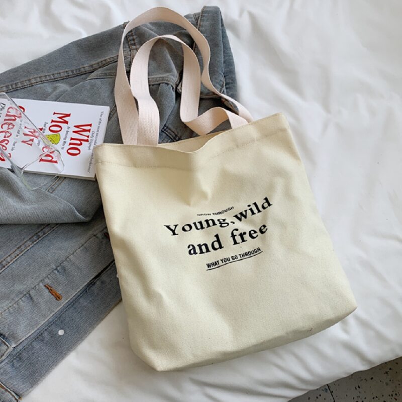 

Letter Graphic Canvas Tote Bag, White
