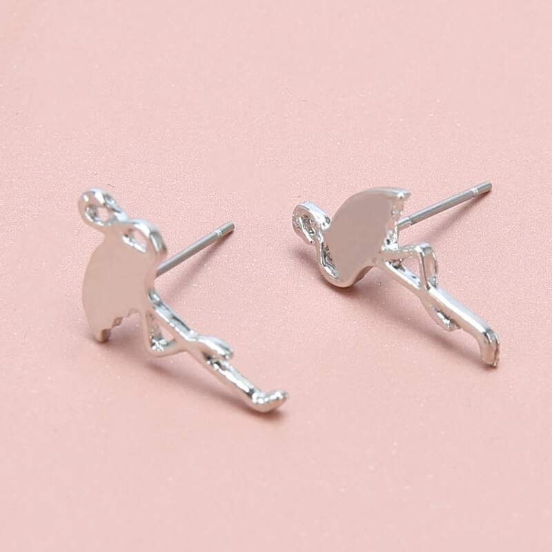 

Flamingo Decor Stud Earrings, Silver