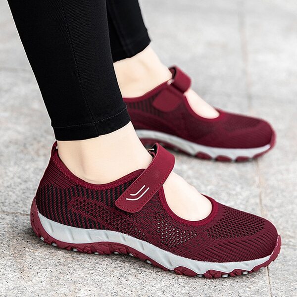 

Breathable Velcro Strap Sneakers, Red