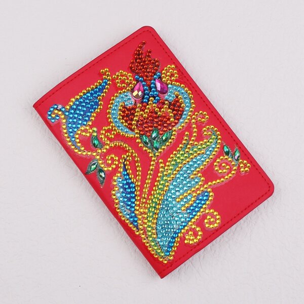 

Colorblock Rhinestone Decor Passport Case, Red
