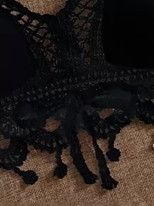 Breezaya 貝殼邊打結掛脖比基尼上衣 - 黑色 - 查看 3