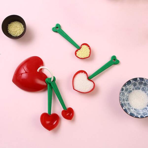 

5pcs Cherry Shaped Spoon With Egg Divider, Multicolor