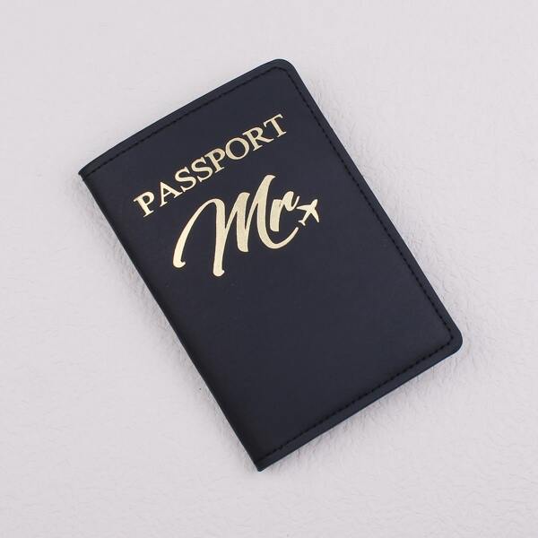 

Letter Graphic Passport Case, Black