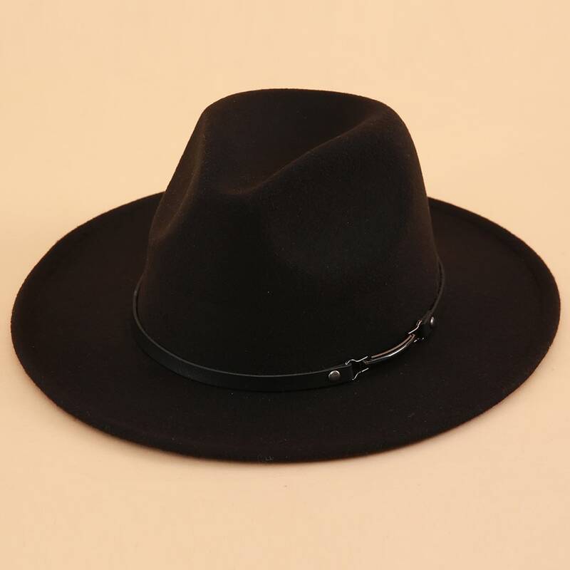 

Solid Fedora Hat, Black