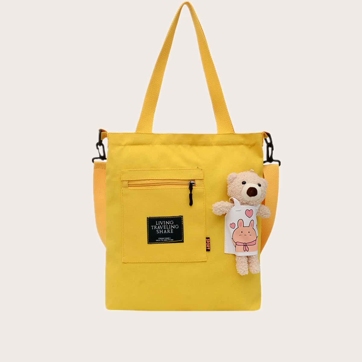 

Cartoon Bear Tote Bag, Yellow