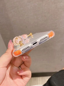 Clear Phone Case With Beaded Hand Strap - Orange - View 4