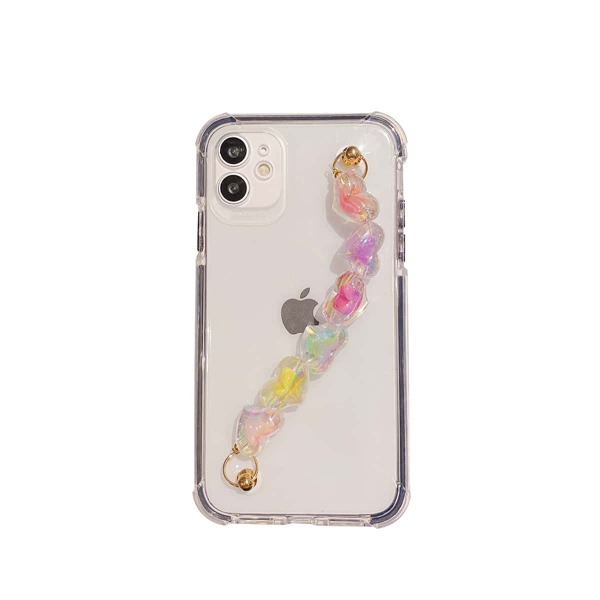 

Clear Phone Case With Beaded Hand Strap, Multicolor