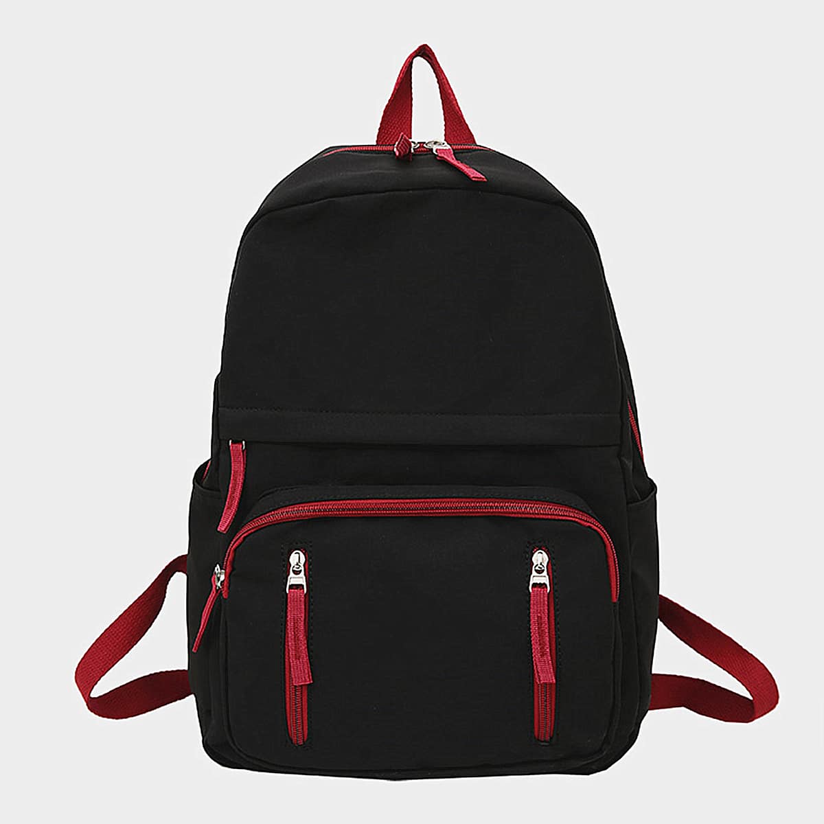 

Two Tone Zipper Front Backpack, Black