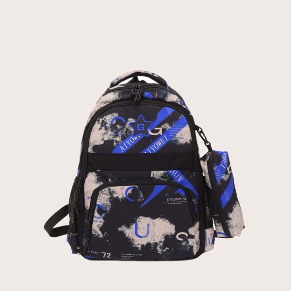

Kids Colorblock Backpack With Pencil Case, Black