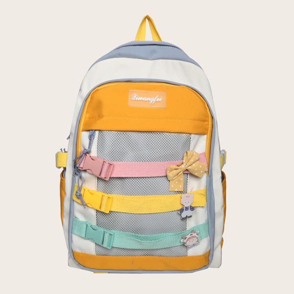 

Girls Bow & Buckle Decor Functional Backpack, Multicolor