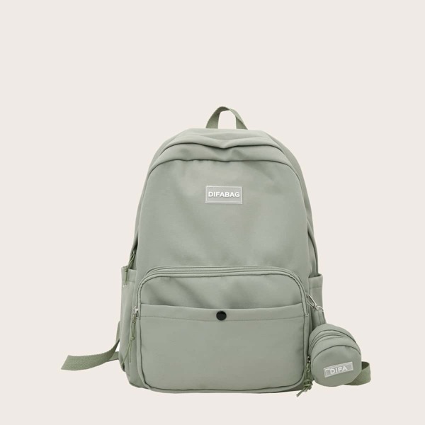 

Snap Button Backpack With Coin Case, Green