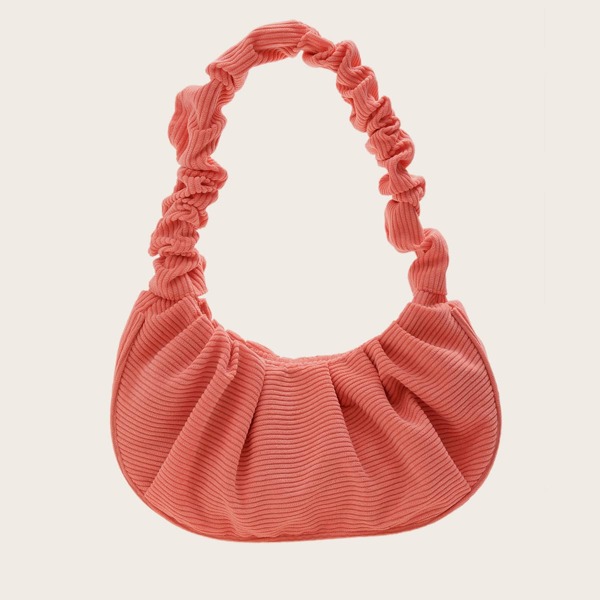 

Corduroy Shoulder Ruched Bag, Orange
