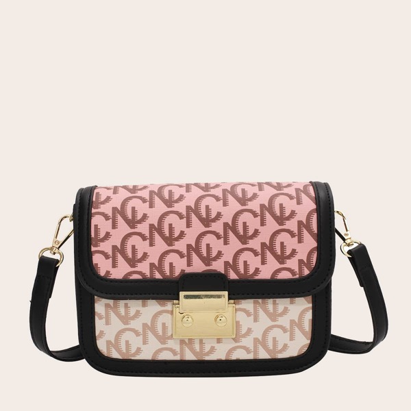 

Letter Graphic Flap Crossbody Bag, Multicolor