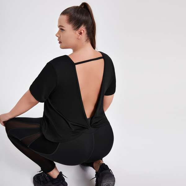 

Plus Twist Backless Sports Tee, Black
