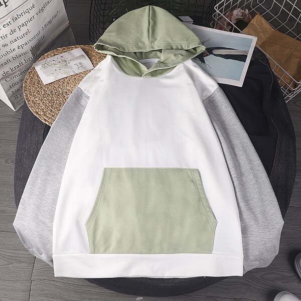 

Men Cut And Sew Kangaroo Pocket Hoodie, Multicolor