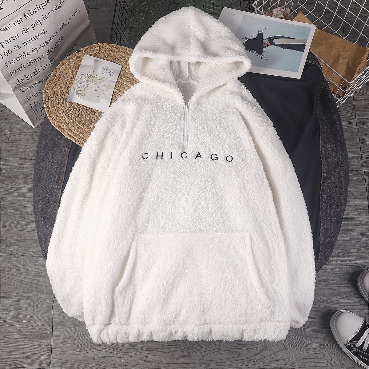 с вышивкой с карманами на молнии буква Повседневный Мужские толстовки