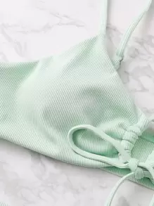 夏季海滩度假罗纹系带比基尼 - 薄荷綠 - 查看 5