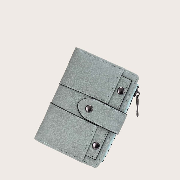 

Minimalist Studded Decor Small Wallet, Green