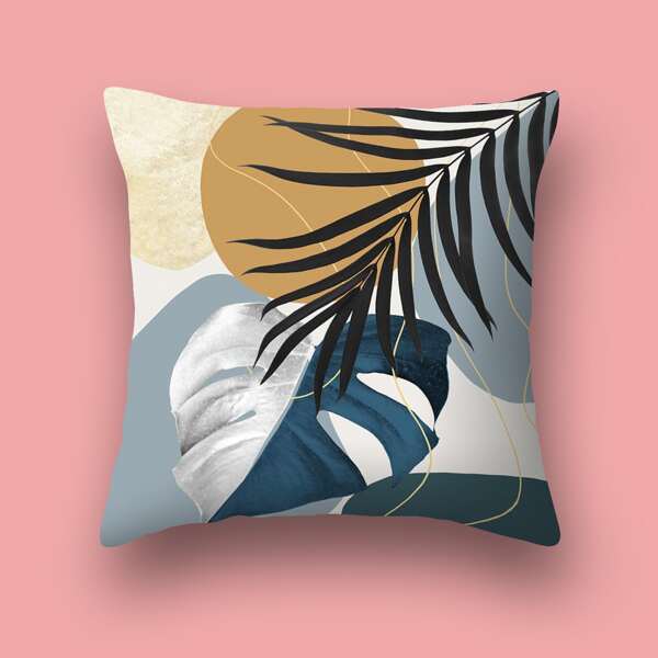 

Leaf Print Cushion Cover Without Filler, Multicolor