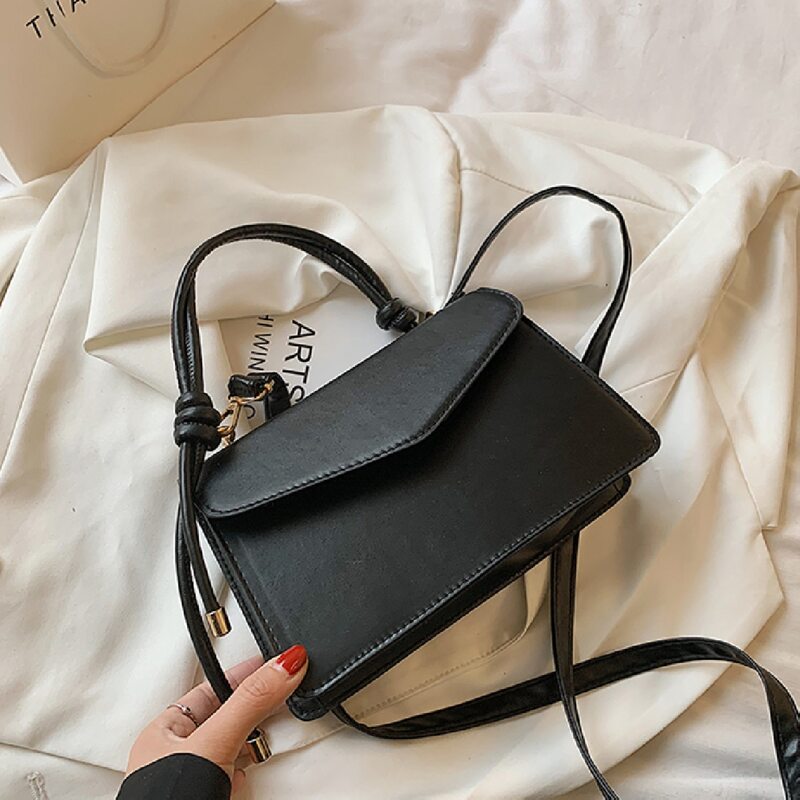 

Top Handle Flap Satchel Bag, Black