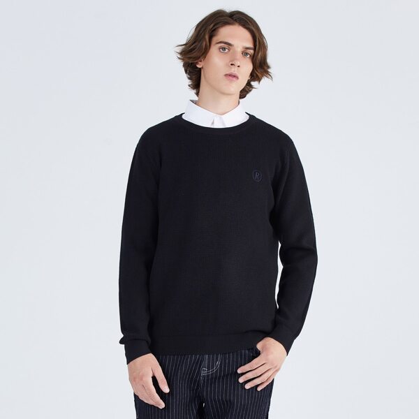 

Men Letter Pattern Sweater, Black