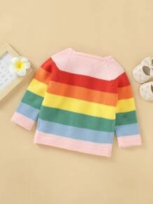 女嬰彩虹條紋開襟衫 - 粉色 - 查看 2