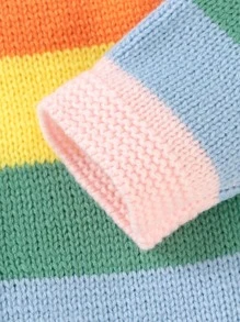 女嬰彩虹條紋開襟衫 - 粉色 - 查看 4