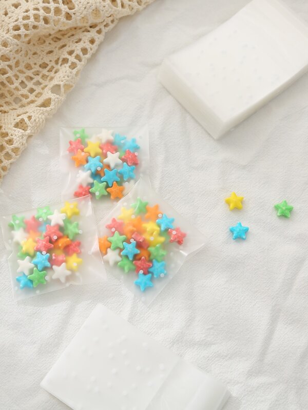 100pcs Disposable Plastic Cookies Packing Bag,Simple Self-adhesive Food Storage Bag For Baking Lovers