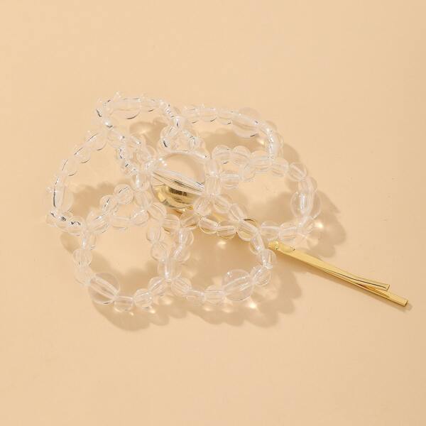 

Crystal Flower Decor Hair Clip, White