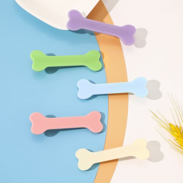 

5pcs Bone Decor Hair Clip, Multicolor