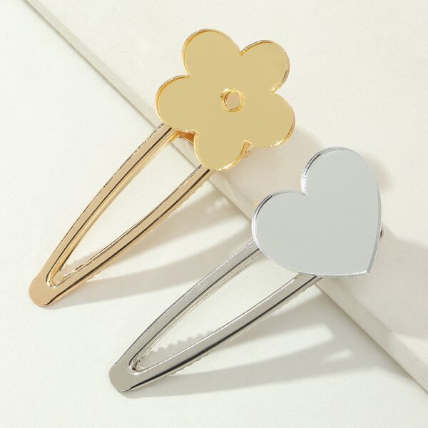 

2pcs Flower Decor Hair Clip, Multicolor